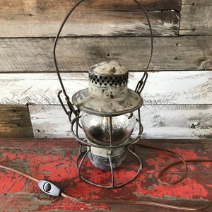 Vintage Train Lantern Table Lamp