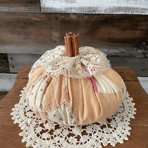 Vintage Quilt Cinnamon Stick Pumpkin
