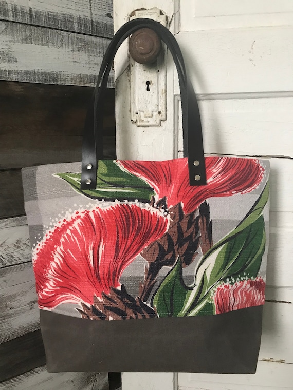 Vintage Bark Cloth Tote
