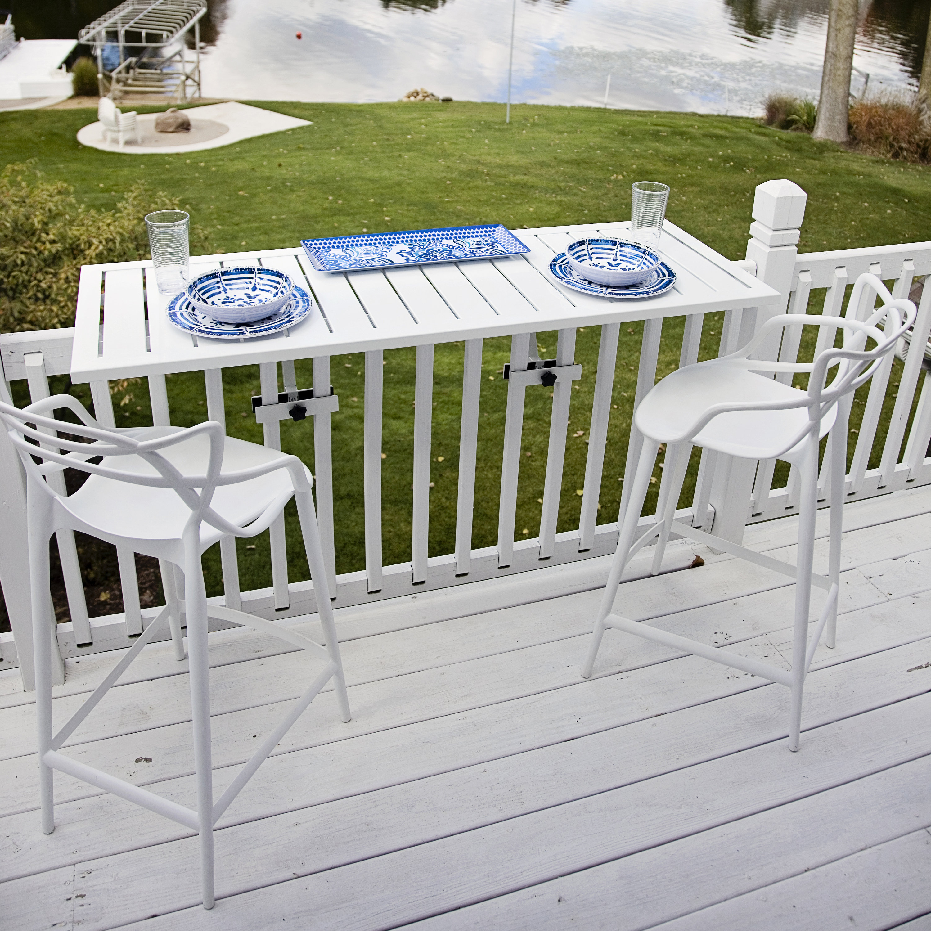 Railing Bar Table: Deck Seating, Outdoor Upgrade, Aluminum Patio ...