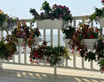 Deck Railing Planter Box (2 Pack), Patio Flower Box, Tool-Free Installation