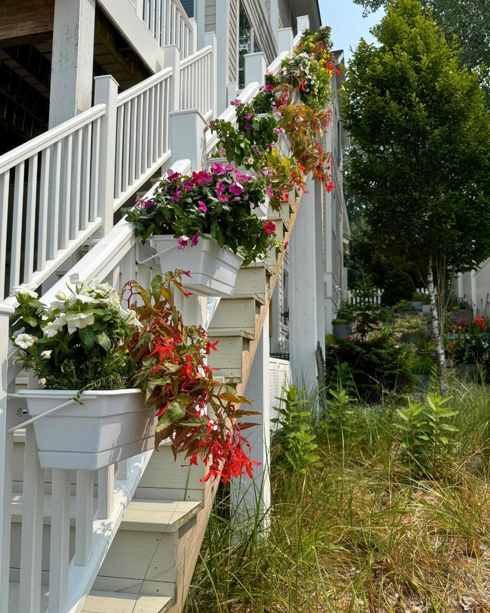 Partial Sun Railing Box Deck Railing Planter Box (2 Pack), Patio Flower Box, Tool-free ...