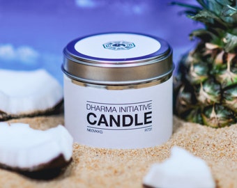 Lost 'Dharma' inspired Scented Candle, 8oz, 220ml handmade Soy Wax Candle
