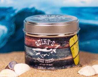 Jaws inspired 'Quint' Scented 8oz, 220ml handmade Soy Wax Candle