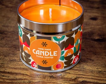 Sixties / Seventies floral Scented Candle (Style 1), 8oz / 220ml, handmade Soy Wax.
