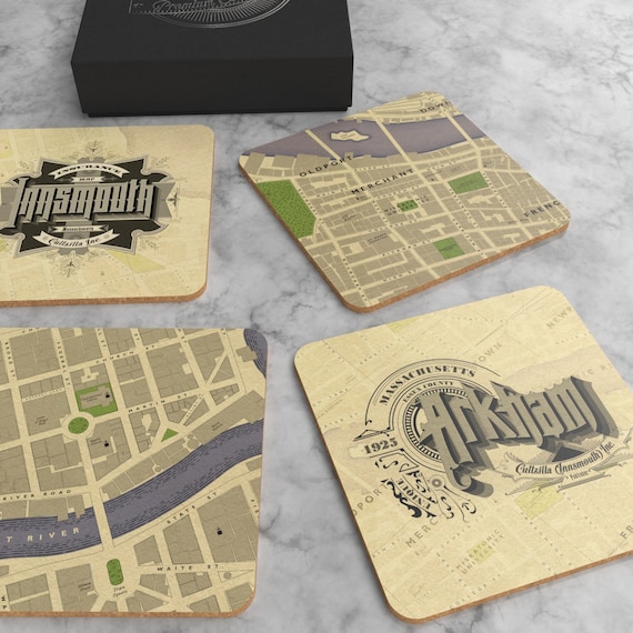 Arkham and Innsmouth Inspired Coasters (set of 4)