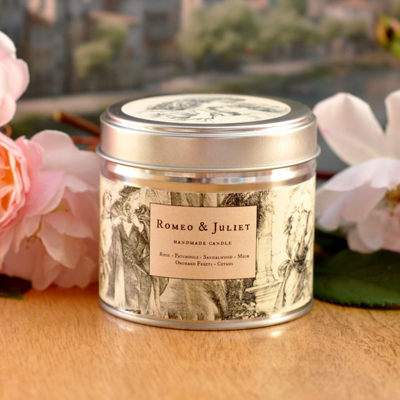 Shakespeare 'Romeo & Juliet' Scented Candle, 8oz, 220ml handmade Soy Wax Candle