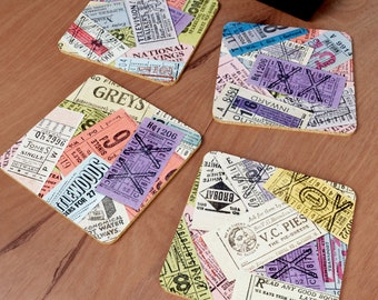 Vintage British Bus Tickets Coasters (with gift box)