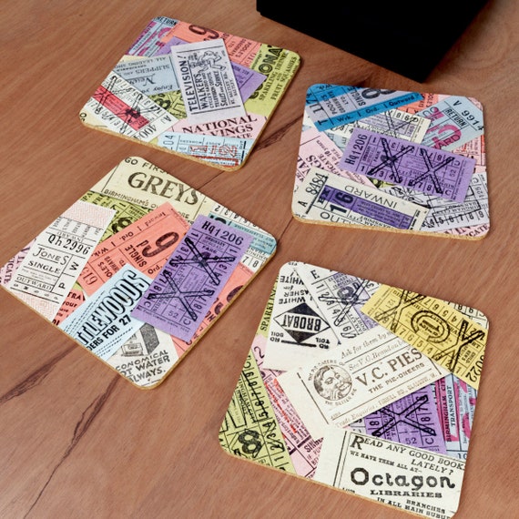 Vintage British Bus Tickets Coasters (with gift box)