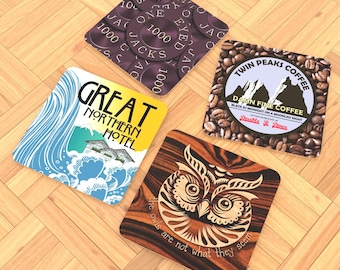 Twin Peaks inspired Coasters (set of 4)