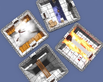 Dungeon Map Floorplan Coasters (Set of 4 with gift box)