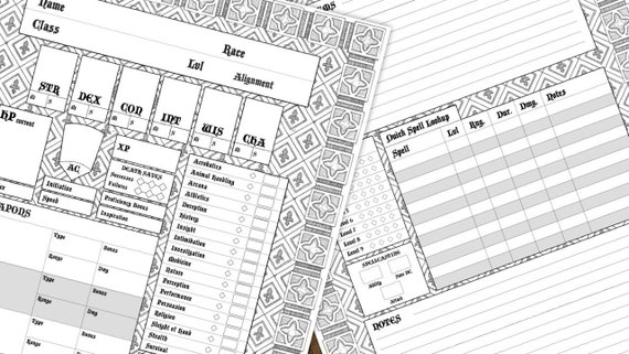 PDF Printable Dungeons & Dragons 5th Edition - Character Sheet A4