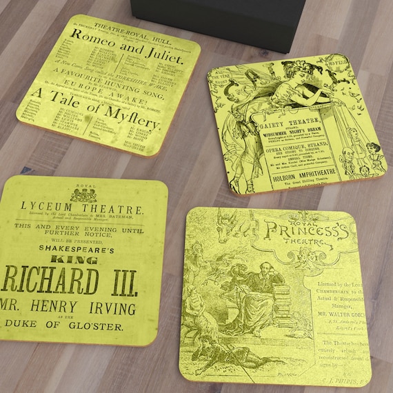 Theatre advert / play bills for Shakespeare plays Coasters (with gift box)