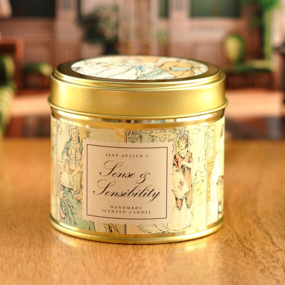 Jane Austen, Sense and Sensibility Illustrated Scented 8oz, 220ml handmade Soy Wax Candle