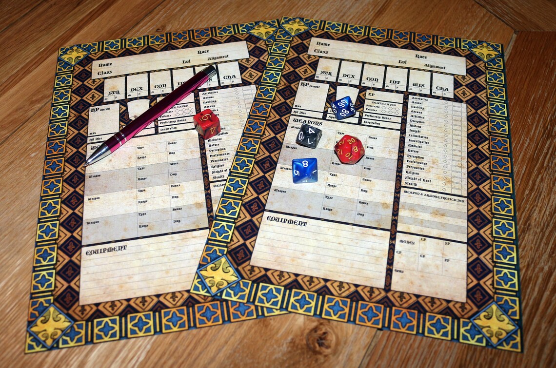 Printable PDF Dungeons &amp; Dragon 5E 'medieval' | Etsy