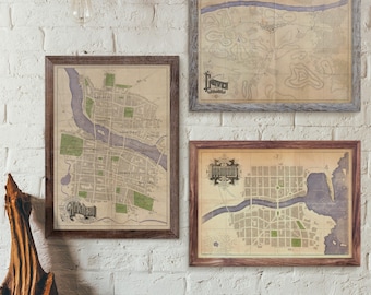 Arkham, Dunwich and Innsmouth  Maps /  posters, double sided, with reverse side featuring Cthulhu art - Sized A3