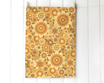 Sixties, Seventies Floral Patterned Tea Towel - STYLE 2