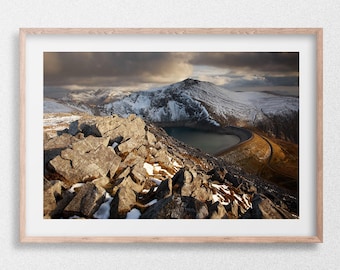 Elidir Fawr and Marchlyn Mawr, Eyri, Snowdonia, Wales. Photographic print, Canvas, Wall Art, Nick Livesey