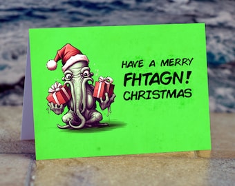 Cthulhu Funny Ftagn Christmas card.