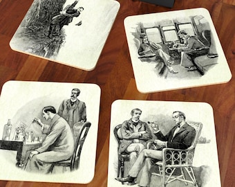 Sherlock Holmes Inspired Coasters (set of 4)