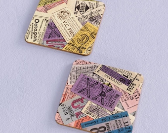 Vintage British Bus Tickets Coasters (Set of 2)