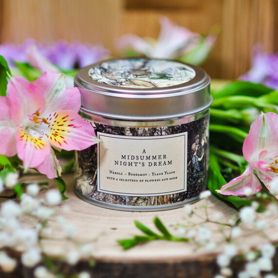 Shakespeare 'A Midsummer Night's Dream' Scented Candle, 8oz, 220ml handmade Soy Wax Candle