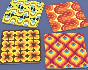 Sixties & seventies pattern Coasters (set of 4)
