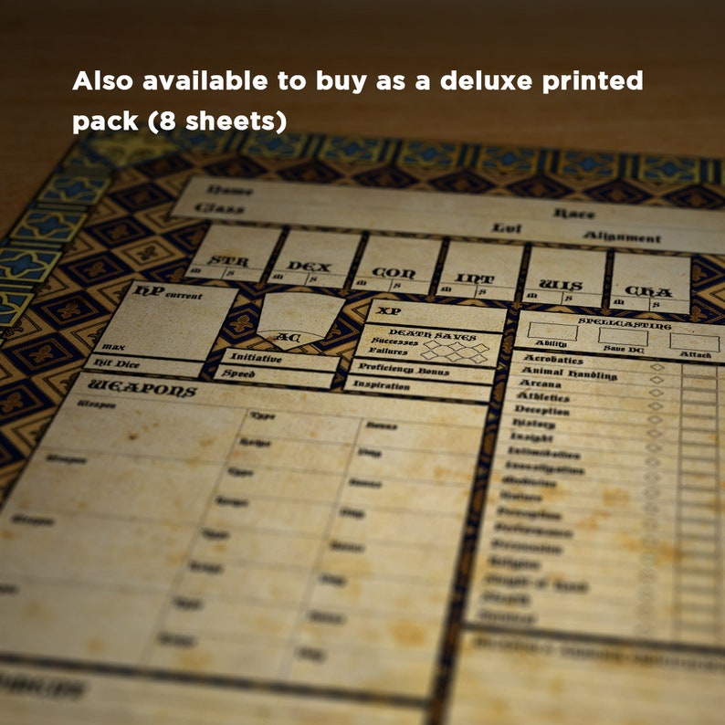 PDF Printable Dungeons & Dragons 5th Edition Character Sheet