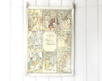 Jane Austen, Pride and Prejudice Illustrated  Tea Towel