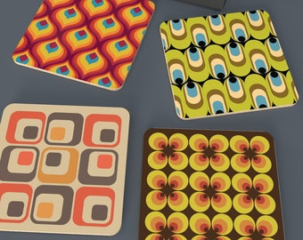 Sixties & seventies pattern Coasters (set of 4 with gift box)