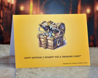Dungeons and Dragons Mimic Chest Birthday / Greetings card.