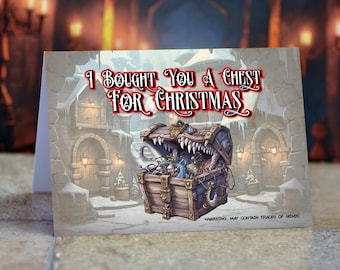 Dungeons and Dragons Mimic Chest Christmas card.