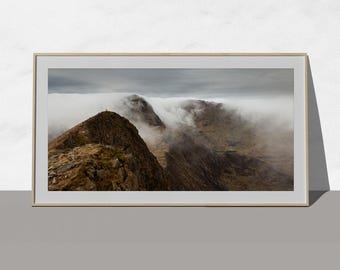 Y Lliwedd and a mist-shrouded Yr Wyddfa, Eryri, Snowdonia, Wales. Photographic print, Canvas, Wall Art, Nick Livesey