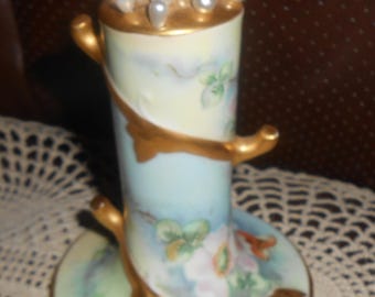 Porta alfileres de sombrero de porcelana de Limoges