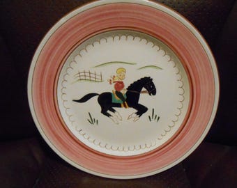 Plato infantil de cerámica Stangl, Pony Trail