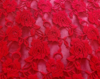 Red Lace Fabric - Etsy