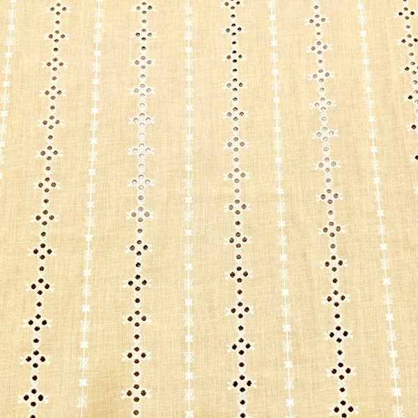 Eyelet 100% Cotton Lawn Fabric Yellow Mock Embroidery 55" Wide Semi Sheer Apparel Fabric by the Yard