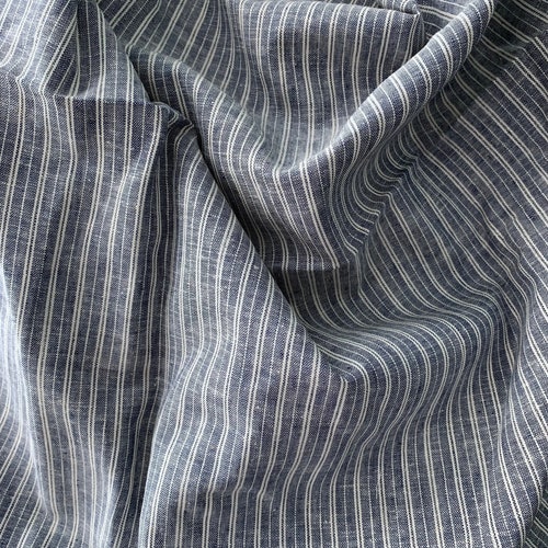 60 Wide Cotton Shirting Fabric Blue White Stripe 100% - Etsy