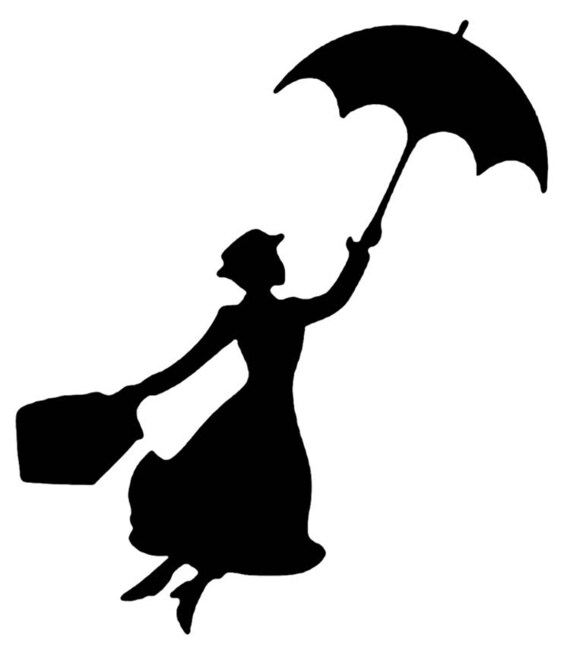 Download Disney Mary Poppins in flight stencil profile 5 formats | Etsy