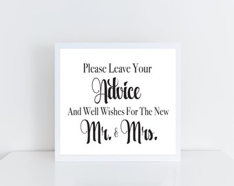 Advice Sign INSTANT DOWNLOAD, Please Leave Your Advice Wedding Sign, DIY