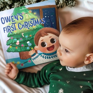 Premier Noël de bébé, livres personnalisés, cadeaux personnalisés, livre pour enfants personnalisé, livre d'histoires du réveillon de Noël, livre personnalisé.