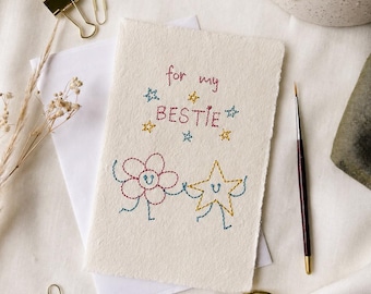 Personalized Keepsake Card, Embroidered Custom Greeting, Handmade Special Occasion Card