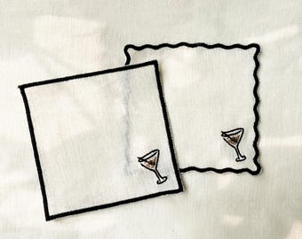 Gestickte Dirty Martini Cocktail Servietten - 4er Set