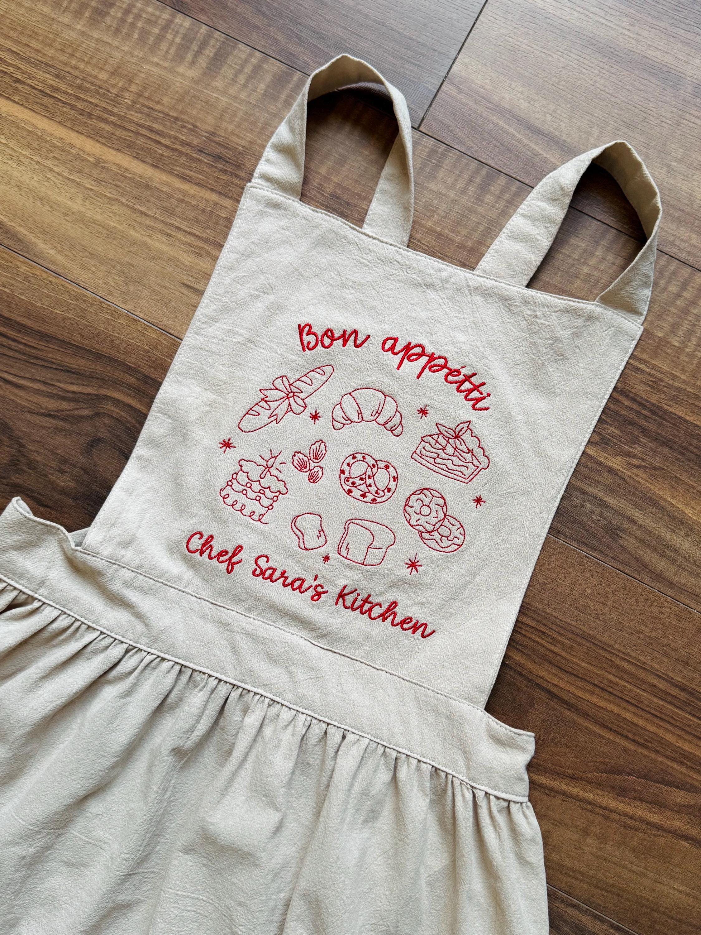 Custom Embroidered Apron, Personalized Apron, Recipe Embroidery, Gift for Baker, Bakery