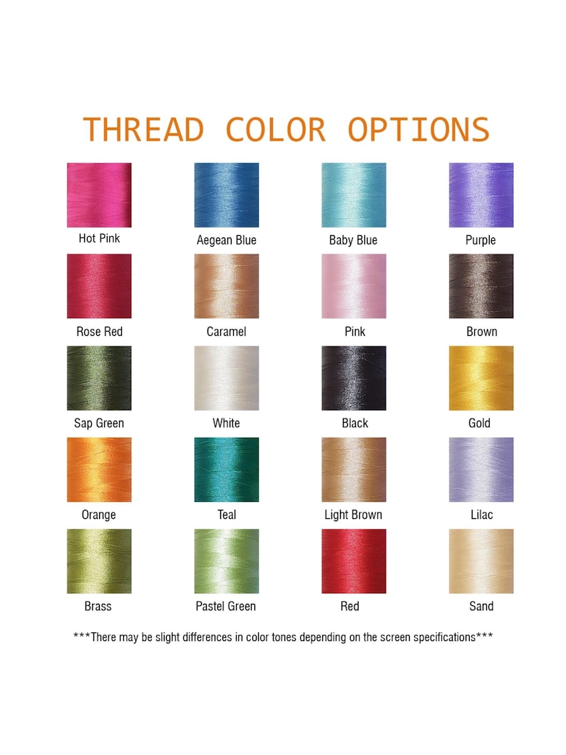 Puede incluir: Una carta de colores que muestra las opciones de color del hilo. La carta incluye una variedad de colores como rosa intenso, azul beb&eacute;, morado, rojo rosa, caramelo, rosa, marr&oacute;n, verde savia, blanco, negro, dorado, naranja, verde azulado, marr&oacute;n claro, lila, lat&oacute;n, verde pastel, rojo y arena.
