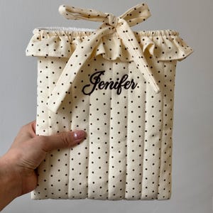 Personalized Book Sleeve, Custom Name Book Cover, Polka Dot Reader Pouch, Gift for Book Lover