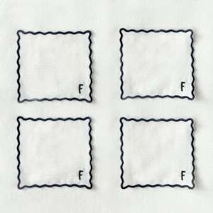 Personalized Cocktail Napkins Set of 4, Custom Initial Embroidered Cocktail Napkins, Housewarming Gift, Decorative Coasters