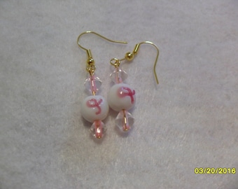 Breast Cancer Awareness Earrings with accent beads