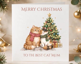 Cat Mum Christmas Card, Christmas Card for Cat Mum, Cat Mom Xmas Card, Cat Lover Christmas Gift, Christmas Card for Her