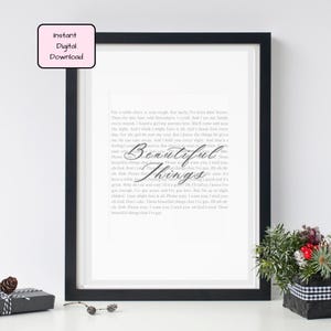 Printable Song Lyrics Wall Art, Digital Download, Benson Boone, Beautiful Things Lyrics, Instant Download